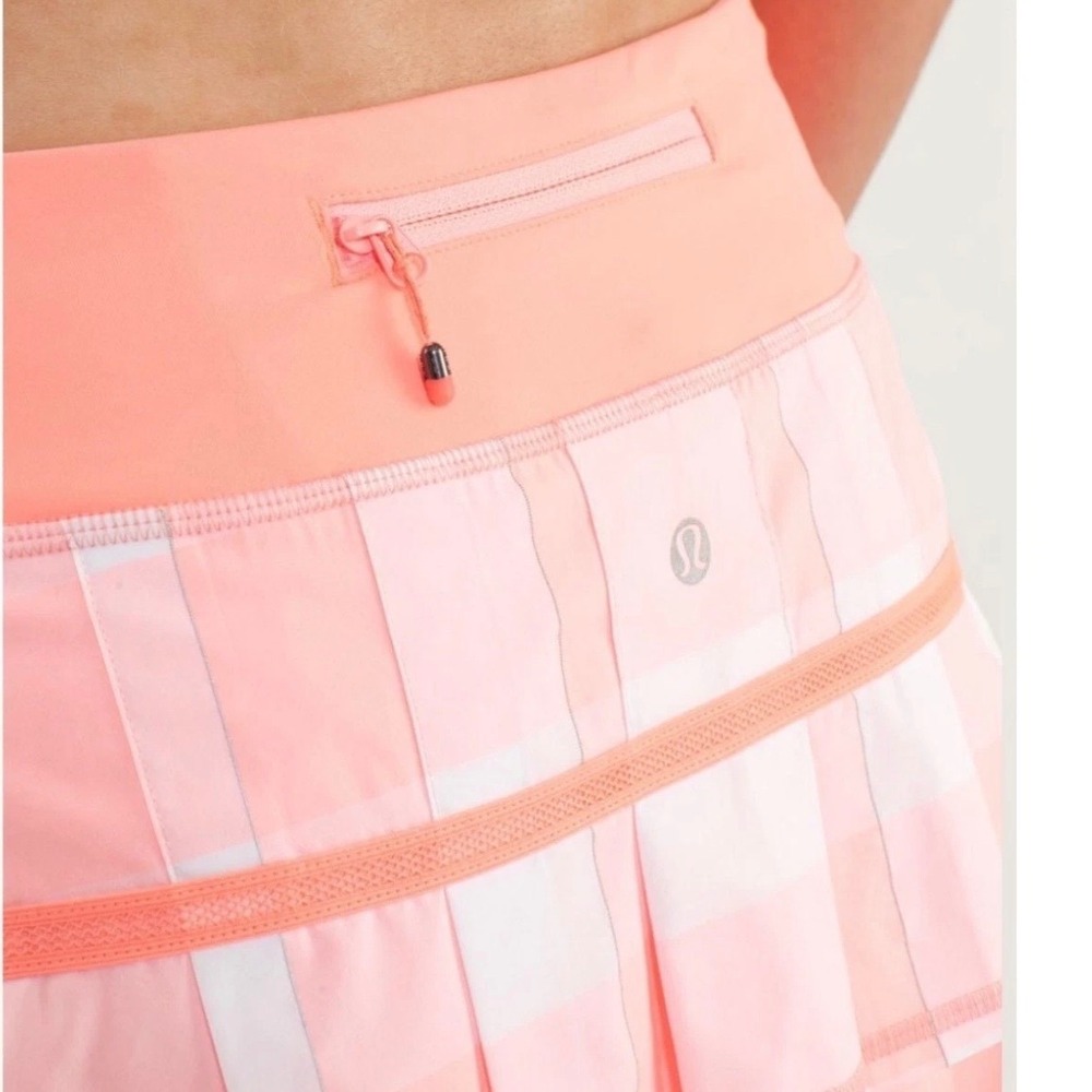 Lululemon Womens Pace Setter Skort Coral Check Athletic Skirt Sz 6 Tennis Golf